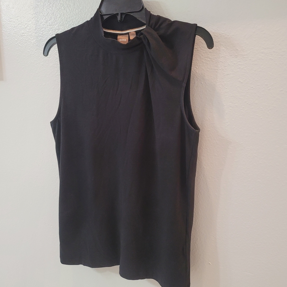 BOSS Women's Black Sleeveless Top Emise Twist Neck Sleeveless Blouse Size M - Picture 5 of 12